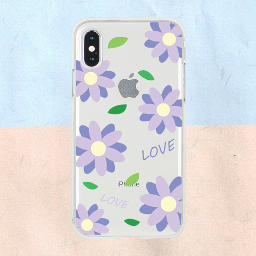 Love Purple Flower Peattern 투명젤리 케이스
